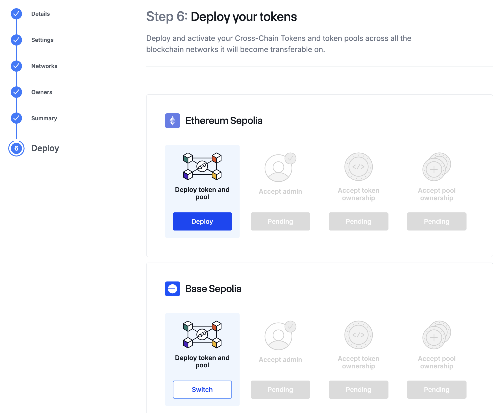 Deployment steps